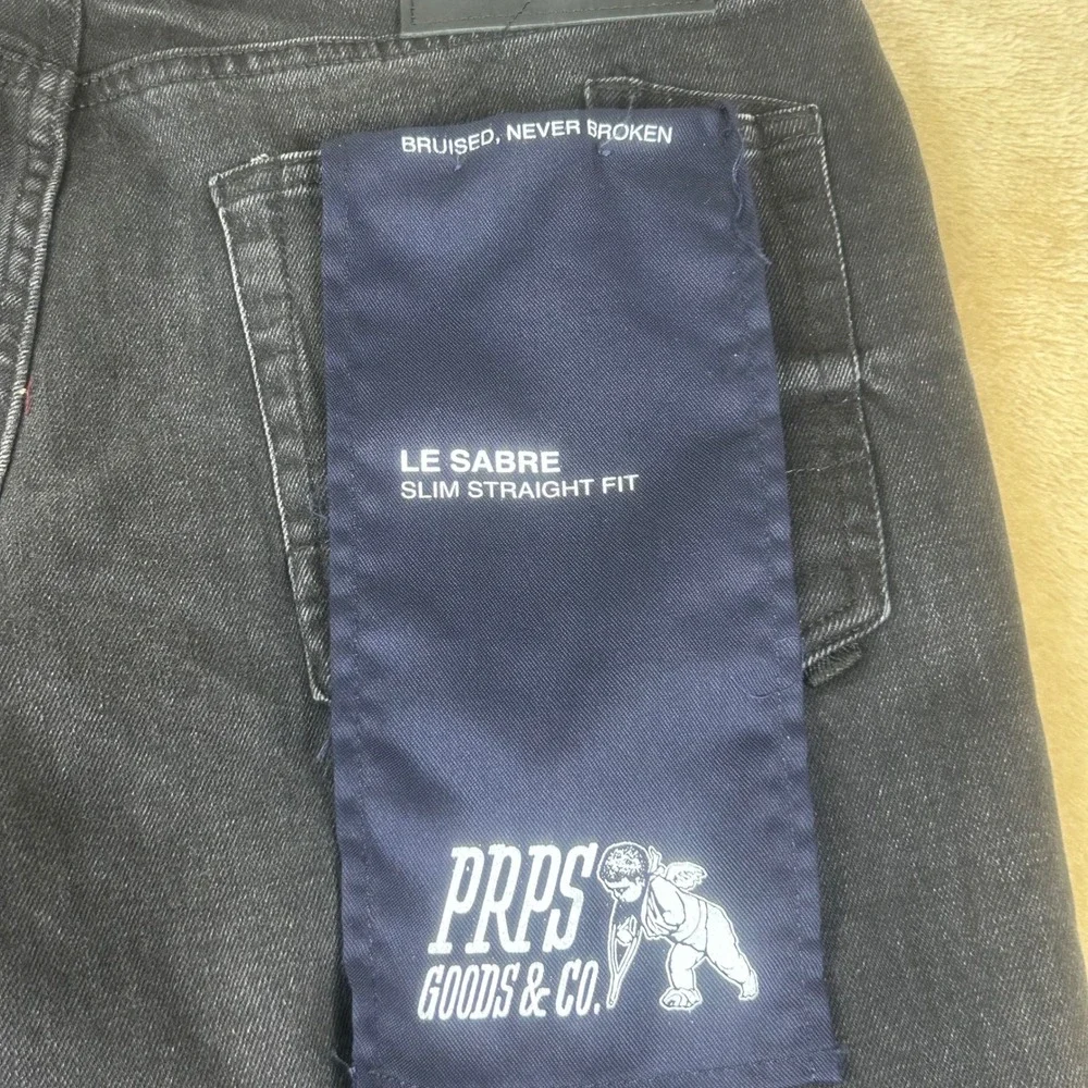 PRPS Goods & Co Men 32‎ Le Sabre Japanese Denim Slim Fit Black Indigo Rinse Wash